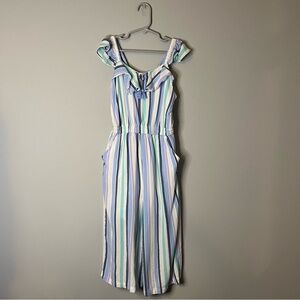 Justice Blue Jumpsuit Striped Romper